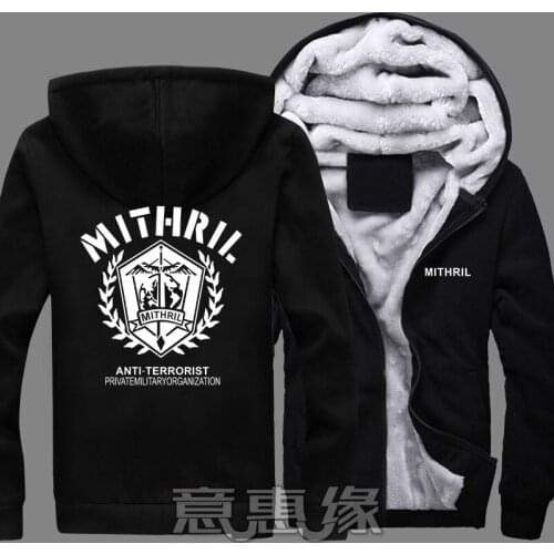 New Winter Jackets Coats Full Metal Panic hoodie Anime reflect light Hooded Thick Zipper Unisex cardigan Sweatshirts