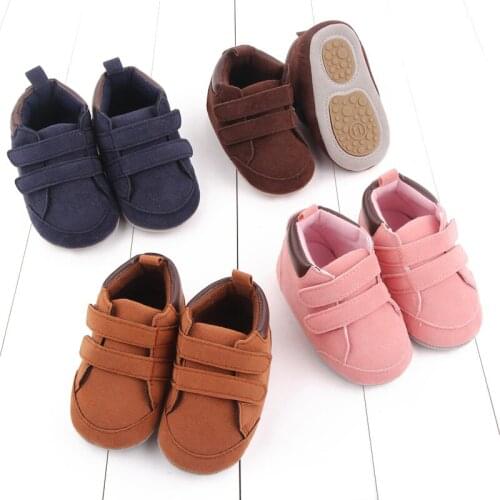 Infant Flat Shoes Solid Color High-top Soft Sole Sneakers for Boys and Girls, Pink/ Brown/ Navy/ Light Brown
