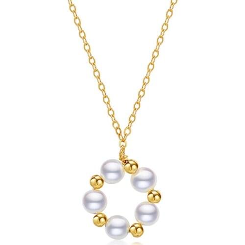 Liemjee Wholesale Personality Fashion Jewelry Exquisite Pearl Circle Necklace For Women Feature Namour Charm Gift All Seasons
