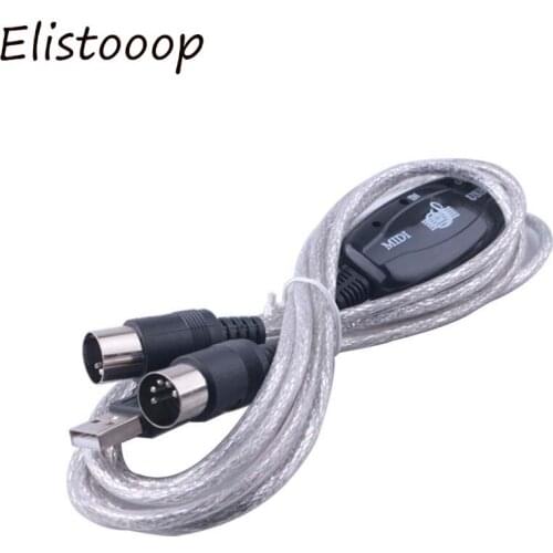 USB IN-OUT MIDI Cable Converter PC to Music Keyboard Adapter Cord For PS2 CUBASE Cakewalk PC Computer XP 7 8 MAC