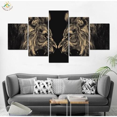 Two Black Lions Animal Poster Modern Picture Wall Art Home Decorative Canvas Painting prints and Posters For Living Room
