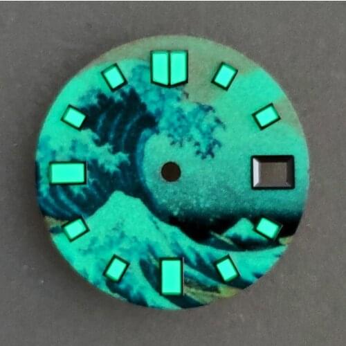 Surface 28.5mm dial green luminous for NH35 Watch movement Accessories