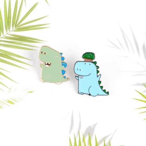 Lovely Mini Green Blue Smile Clever Dinosaur Stick Out Tongue Tree On The Head Pins Accessories For Lovers And Friends Gifts
