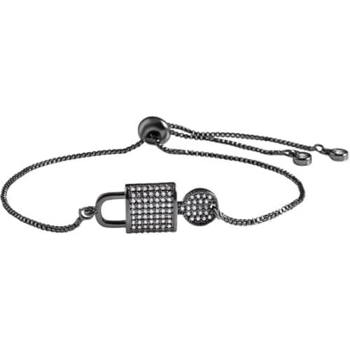 Key lock multicolor micro pave cz zircon cubic zirconia Bracelet Adjustable silicone silver gold plated Charm Snake Chain cgr3f