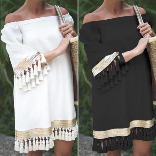 Beach Sundress Women Sexy Off Shoulder Party Dress Female Vintage Mini Dress 2020 Summer Holiday Casual Plus Size Vestidos