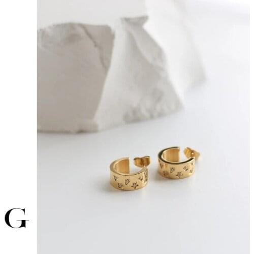 GHIDBK Gold Color Stainless Steel Hoop Earrings For Women Modern Cubic Zirconia Huggies Earrings Minimalist Round Earrings