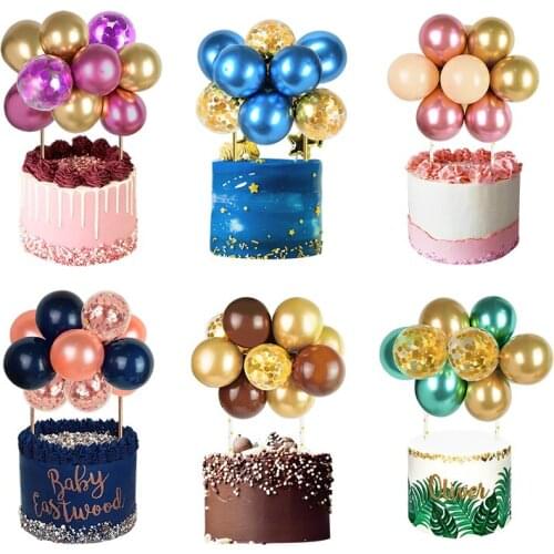 10pcs Balloon Cake Topper Cloud Shape Confetti Balloons for Birthday Party Cake Decoration Baby Shower Wedding Dessert Supplies
