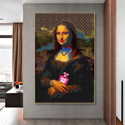 Funny Art Tattooed Mona Lisa Canvas Paintings Bad Girl Wall Art Posters and Prints Da Vinci Famous Paintings for Home Decor