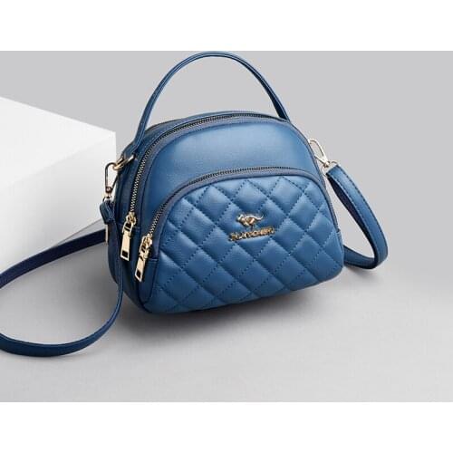 Embroidery Thread Hand Bags for Women Classic Rhombus Lattice Shoulder Bag Luxury Pu Leather Crossbody Bag Ladies Messenger Bags