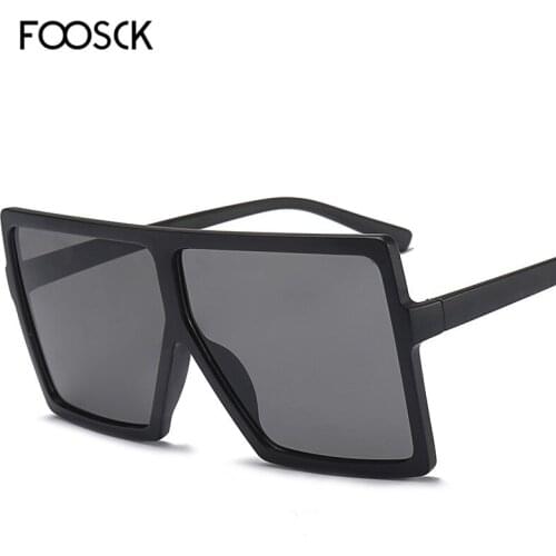 FOOSCK 2019 New Retro Oversized Square Sunglasses Ladies Big Frame Sun Glasses Female UV400