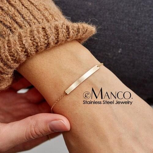 EManco Simple Geometric Name Initial Stainless Steel Bracelets for women Minimalist Bracelet Friendship Bracelet Jewellery