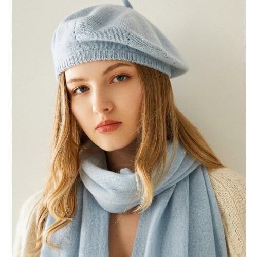 100% Goat Cashmere Knitted Headgears Women Hats Autumn & Winter new Soft Pure Pashmina Fashion 5Colors Ladies Hat