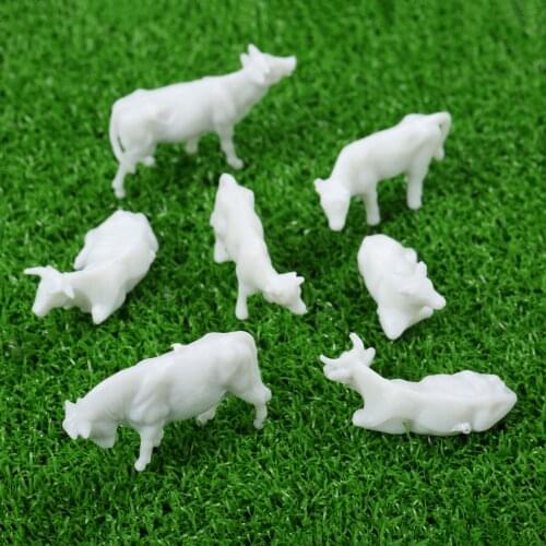 100Pcs HO Scale White Unpainted Model Cows 20mm Scale 1:87 Plastic Park Landscape Layout Plastic