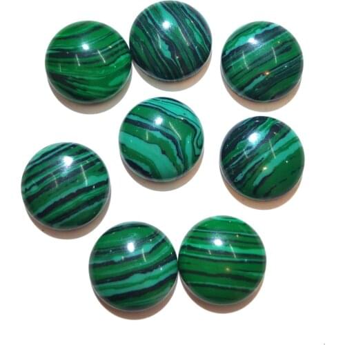 20 PCS Malachite Natural Stones Cabochon 6mm 8mm 10mm Round No Hole For Making Jewelry DIY