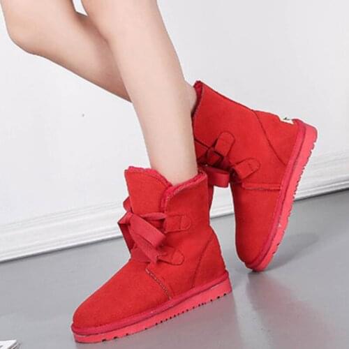 2020 Cheap Genuine Cowhide Leather Snow Boots Top Quality Lace up womens boots Wool Women Boots Warm Winter Shoes for Women