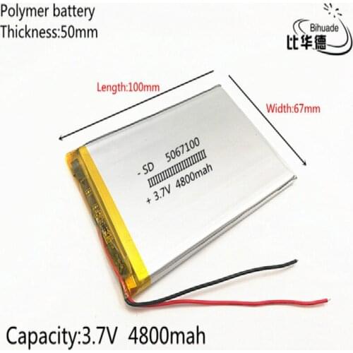 3.7V,4800mAH 5067100 (polymer lithium ion battery) Li-ion battery for tablet pc 7 inch 8 inch 9inch