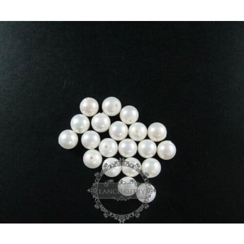 8mm half drilled white round artificial imitation mother of pearl shell pearl beads for earrings studs DIY supplies 3021048
