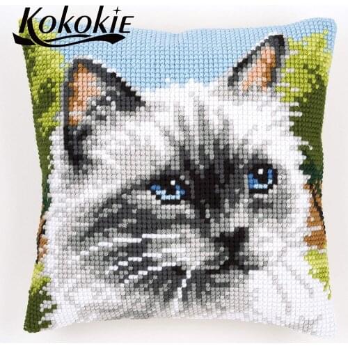 Handmade accessories for cat printed throw pillow case cartoon cushion mat cross stitch kit handicraft embroider needlework kits