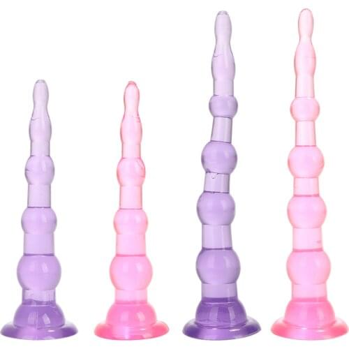 Erotic Jelly Dildo Anal Plug Anus Prostate Massage Butt Plug With Suction Cup No Vibrator Anal Bead Plug Sex Toy for Female Male