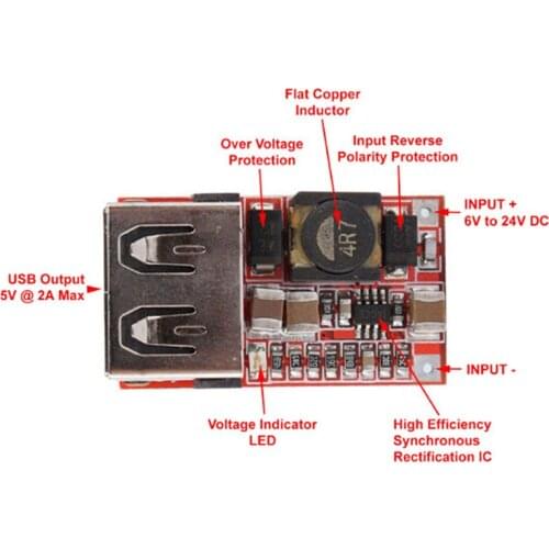 Hot Sale 1Pc DC 12V/24V To 5V 3A 6-24V Mini USB Output Charger Step Down Power Module DC-DC Adjustable Buck Converter