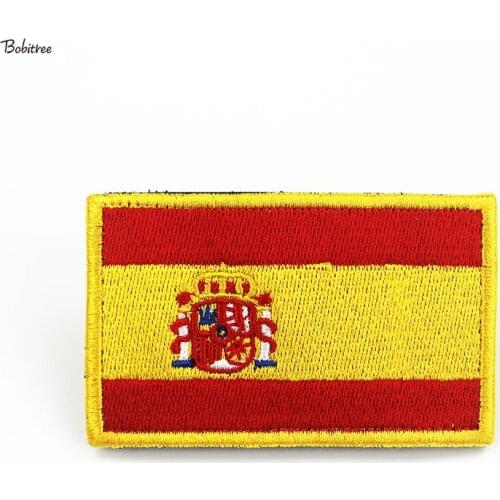 Spain flag Patches with Hook Loop Spanish Banner Badge Embroidered armband Stickers For Uniform Backpack Caps Decoration