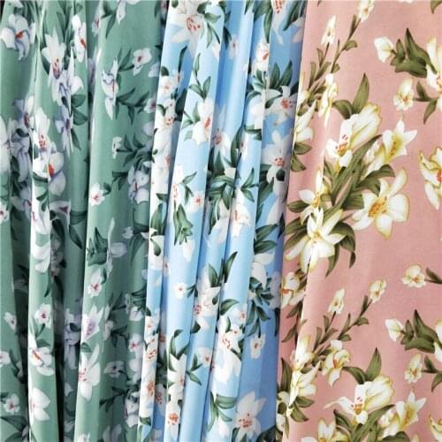 Fresh Flower Printing Elastic Qualified Chiffon Quality Fabric For Clothing Shirt