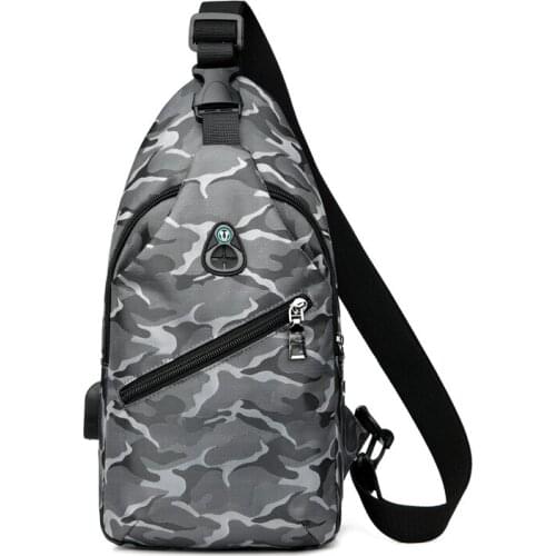 Camouflage Men Chest Bag Crossbody USB Charging Casual Cool Multifunction Male Chest Pack 2021