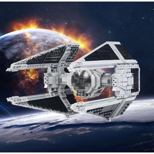 MOC Space Series Tie Interceptor Building Block Model White Fighter Wing Bomber Bricks for DIY Educational Splicing ChildrenToys