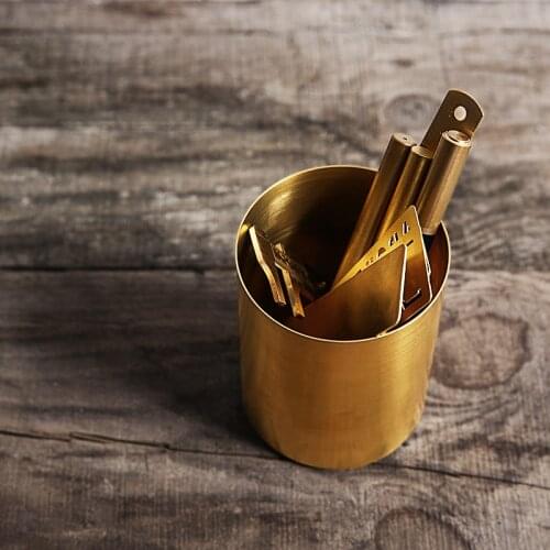 Brass Pen Holder Stationery Container Office Supplies Pencil Pen Pot Desk Accessories