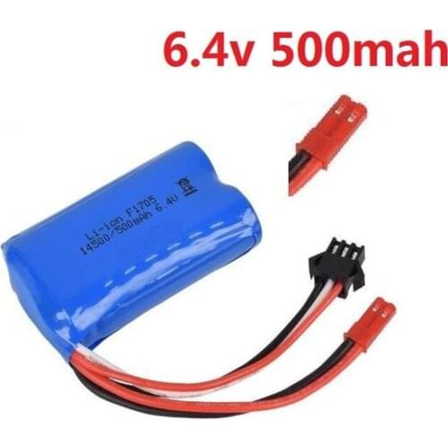6.4v 500mah Li-ion Battery JST plus for wltoys rc car climbing Offroad racing XQWR14 HBX 2098B RC Car