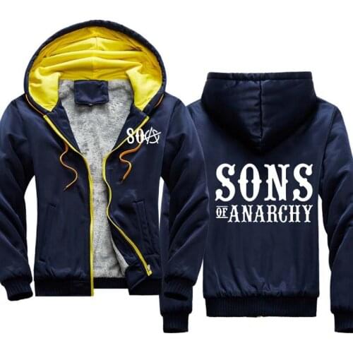 2020 winter SOA Sons of anarchy the child Fashion SONS Men Zipper Hoodies velvet thickening Warm jacket