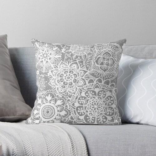 Soft Grey Mandala Pattern Polyester Decor Pillow Case Home Cushion Cover 45*45cm