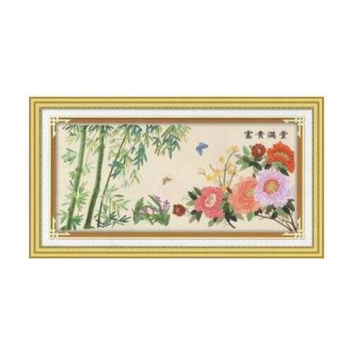 155X75cm Riches and honour Ribbon embroidery painting sets handcraft embroidery circle DIY handmade needlework wall art home dec