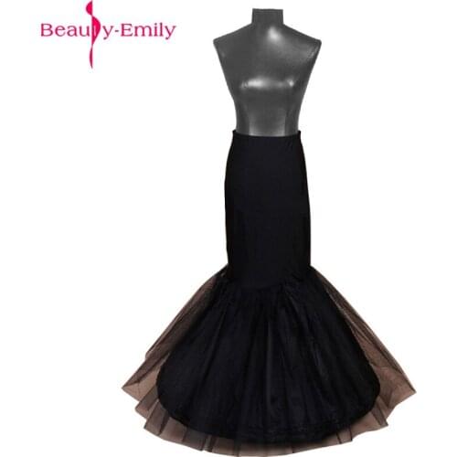 2020 New White/Black Long Mermaid Petticoat 1 Hoop Wedding Party Dresses Crinoline Underskirt saiote de noiva Jupon
