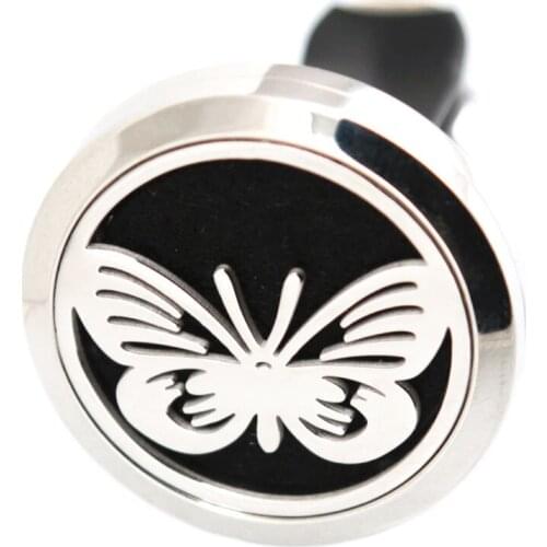 New Arrive Butterfly 30mm Diffuser 316 Stainless Steel Car Aroma Locket Essential Oil Car Diffuser Locket Free 50Pcs Pads