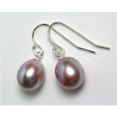 New Arrival Favorite Pearl Store AA Top Quality 10x9mm Lavender Freshwater Pearl Drop Earring S925 Sterling Silver Hook