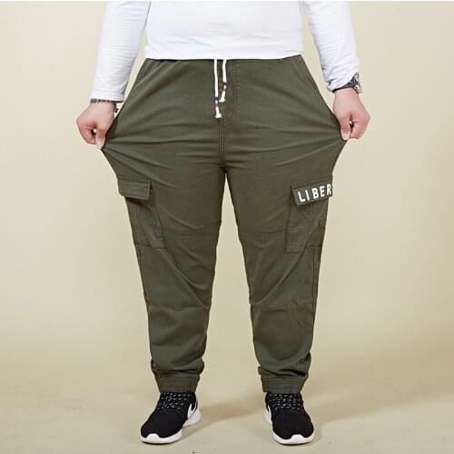 2020 autumn and winter new Mens elastic waist stretch slim fit pants Fashionable multi-pocket loose-fit mens trousers