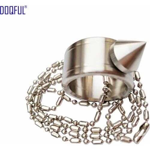 Survival 304 Stainless Steel Finger Ring Necklace Outdoor Self Defense Detachable Sharp Tip Personal Tactical Emergency Safety