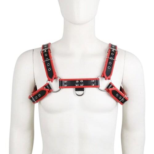 PU Leather Sexy Harness Couple Adult Game Bondage Toys Slave Role Play Sex Vest For Men Gay
