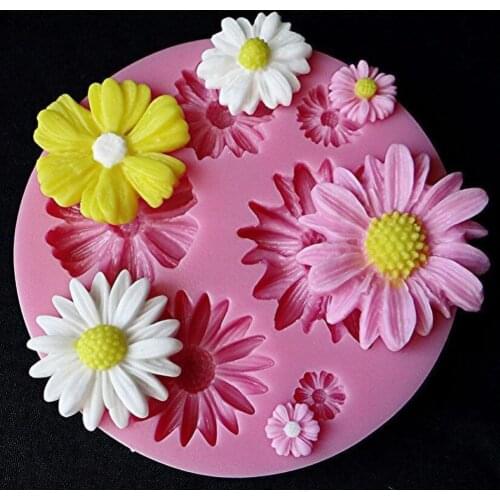 3D Sunflower Rose Flowers Silicone Cake Border Decoration Sugarcraft Cake Mold Polymer Clay Crafts DIY