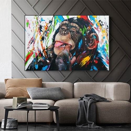 Modern Monkey Graffiti Art Canvas Paintings Street Art Canvas Posters And Prints Wall Art Animals Pictures Kids Room Wall Decor