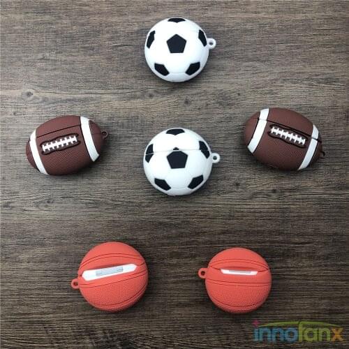 Sports Cases For AirPods 1/2/Pro Soft Silicone Case Football Soccer Basketball Rugby Protective Cover StarMessi Jersey NBAKobe
