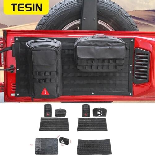 TESIN Car Accessories Tail Door Storage Bags Tool Kit Organizer Camping Mat for Jeep Wrangler JK JL 2007-2018