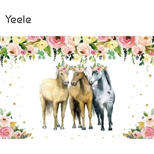 Yeele Mustang Party Photocall Horse Flowers Wreath Photography Backdrop Photographic Decoration Backgrounds For Photo Studio