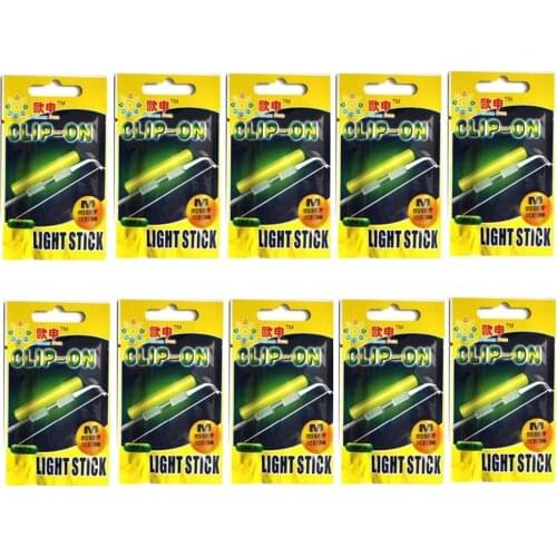 Clip On! Fishing Glow Stick 10bags Fluorescent Light stick Dry Type Luminous Wand Tubes Snap On Fishing Rod Top