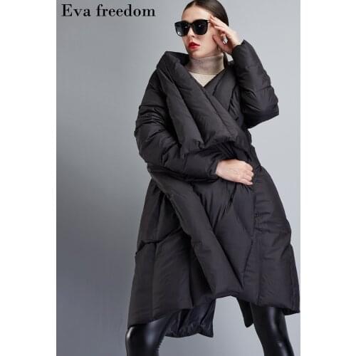 Down Jacket Ladies 2020 Winter Mid-length Evafreedom Original Fashion New Super Thick Warm Large Size Cloak Jacket Women