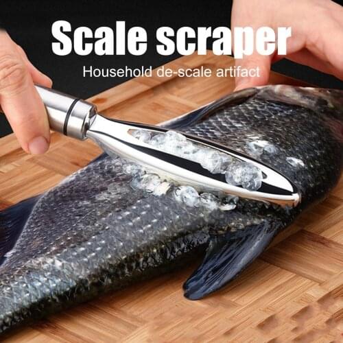 1PC Stainless Fish Scale Remover Fish Scaler Brush Fish Clean Tool Remove Fish Scales with Fish Bone Tweezers Kitchen Gadget