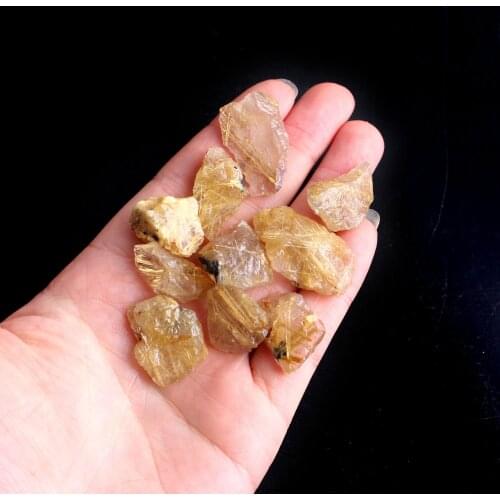 10/20g Clear Natural Charming Yellow Hair Crystal Gold Rutilated Quartz Chips Rough Stone Mineral Specimens Home Decor
