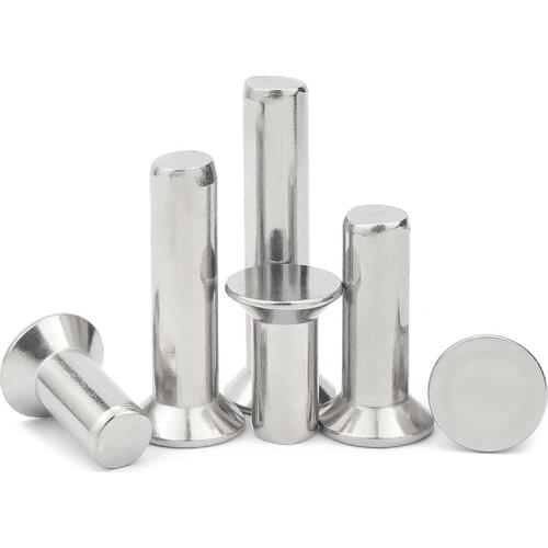 10/50pcs 304 Stainless Steel Flat Countersunk Head Solid Rivet M1 M1.2 M2 M2.5 M3 M4 M5 M6 Self Plugging GB869 Diameter 1-6mm