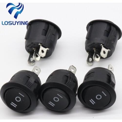 10Pcs 23mm Round Black 3 Pin 10A/125V 6A/250V AC 3 Position SPDT ON-OFF-ON Rocker Switch Snap-in